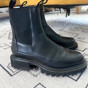 All Saints Black Leather Chunky Ankle Boots